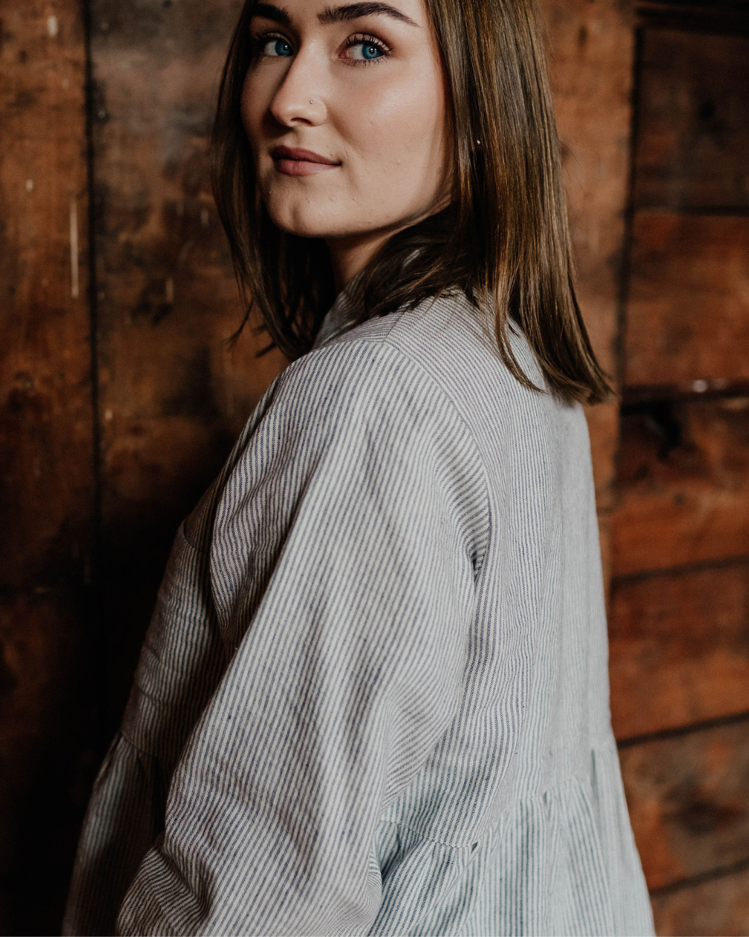 Womens Peplum Blouse | Striped Shirt | cotton and linen shirt | Size 6-24