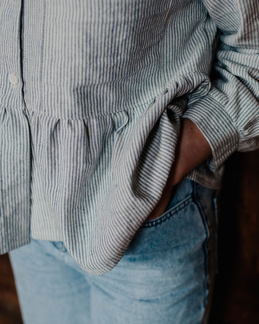 Womens Peplum Blouse | Striped Shirt | cotton and linen shirt | Size 6-24