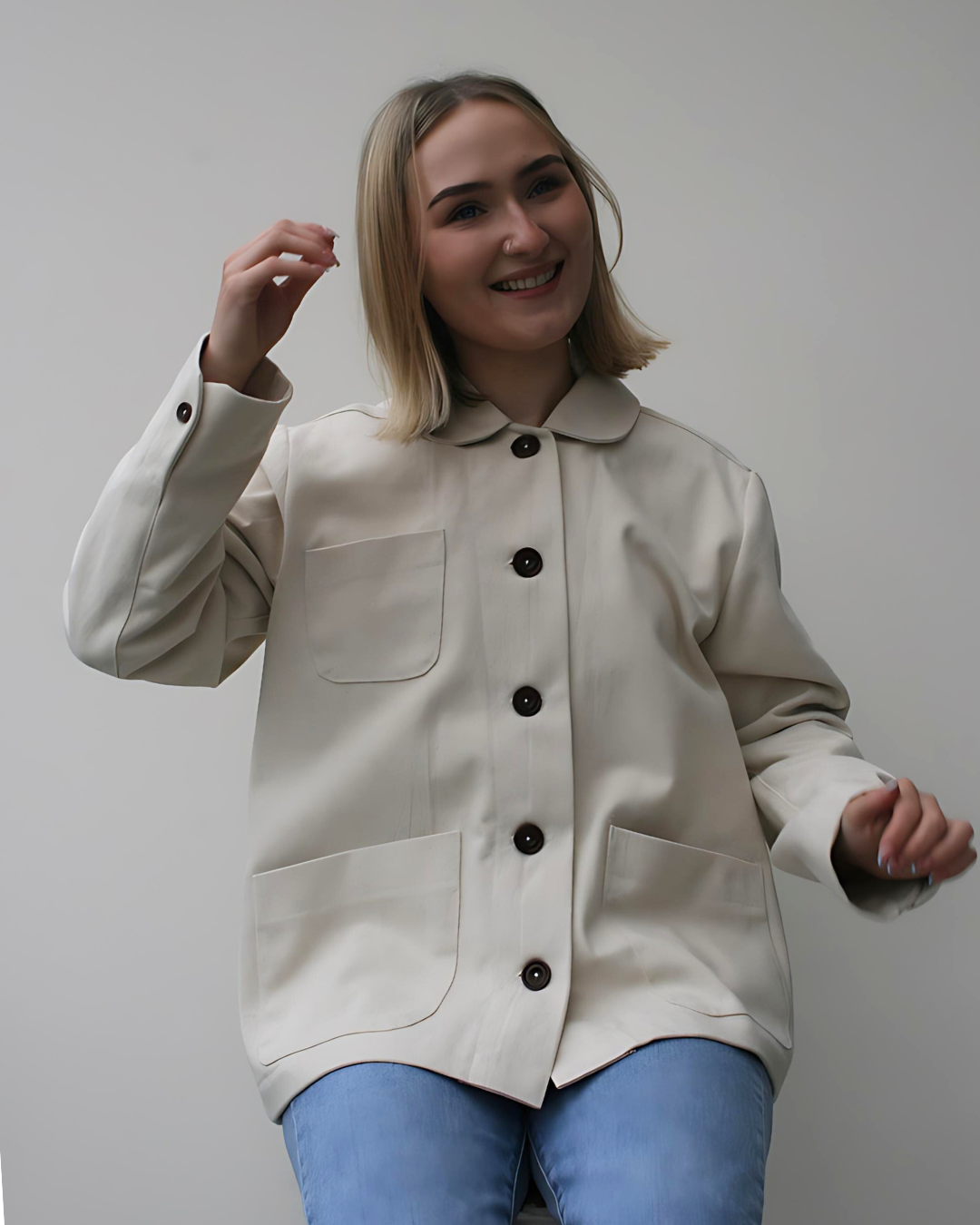 Women's Jacket |Organic cotton| Natural button s| big pockets | Pleat in back | Jacket Style | Size 6-24 | sustainable fashion brand