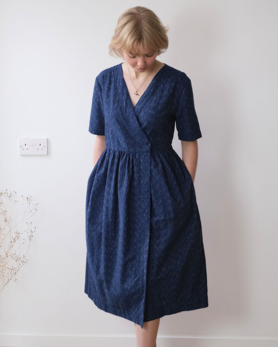 Short sleeve wrap front dress with tie belt. Withnell sustainable fashion sizes 6 - 20