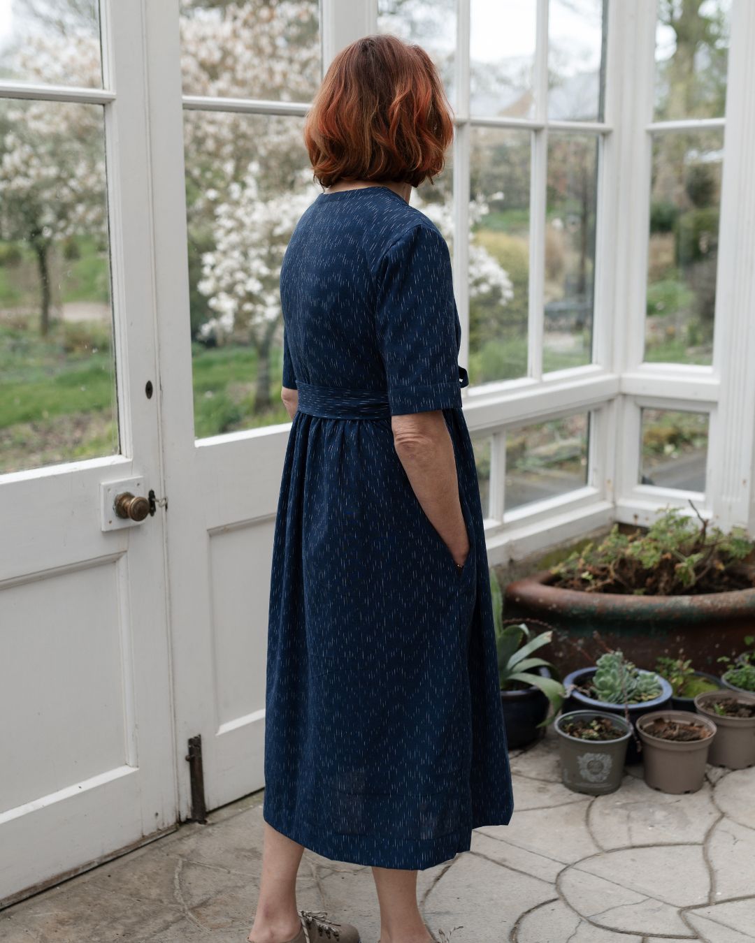 Short sleeve wrap front dress with tie belt. Withnell sustainable fashion sizes 6 - 20