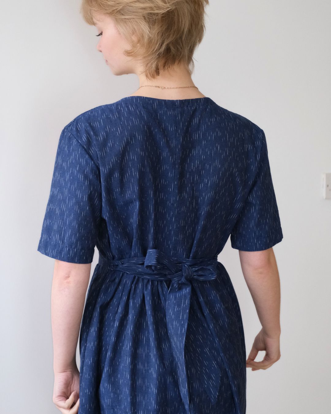 Short sleeve wrap front dress with tie belt. Withnell sustainable fashion sizes 6 - 20