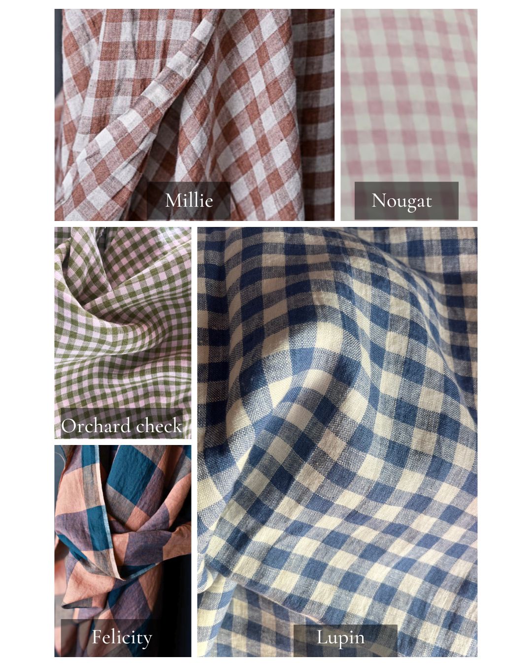 Collage of different checkered fabric options