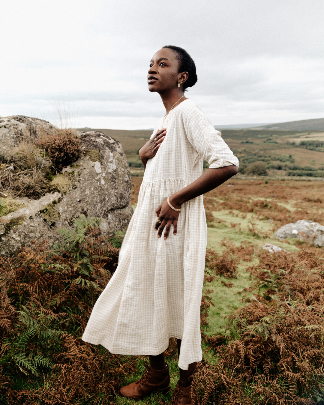 Linen dress | pull on style | raglan sleeve | gathered skirt| sizes 6-24| sustainable fashion brand