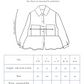 Garment measurements for all sizes.