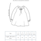 Garment measurement chart for Arnside - raglan sleeve blouse with gathered neckline and face framing frill.