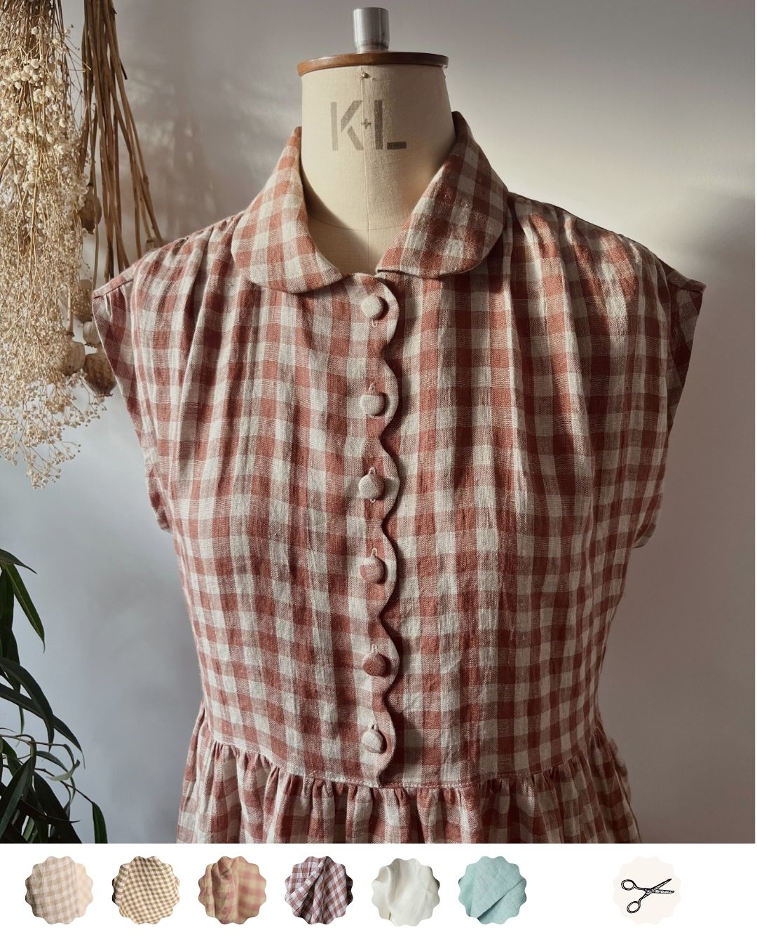 Linen dress | scalloped front soft shoulder | gathered skirt| sizes 6-24|  sustainable fashion brand
