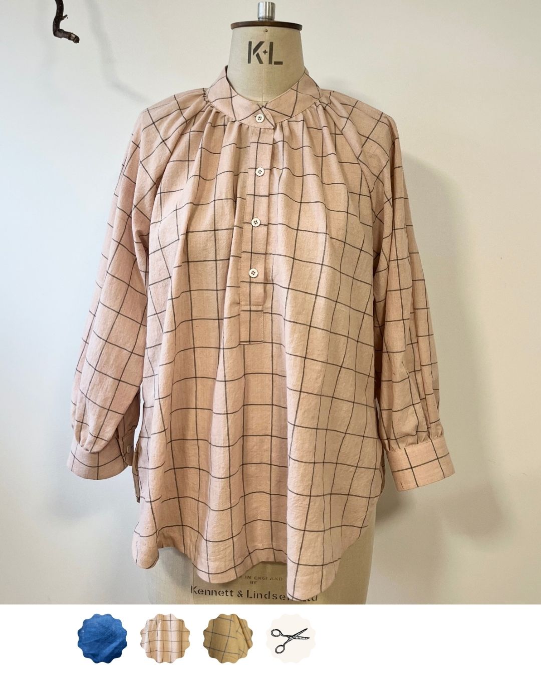 Womens', loose gathered blouse, sustainably made in Lancashire. sizes 6- 20