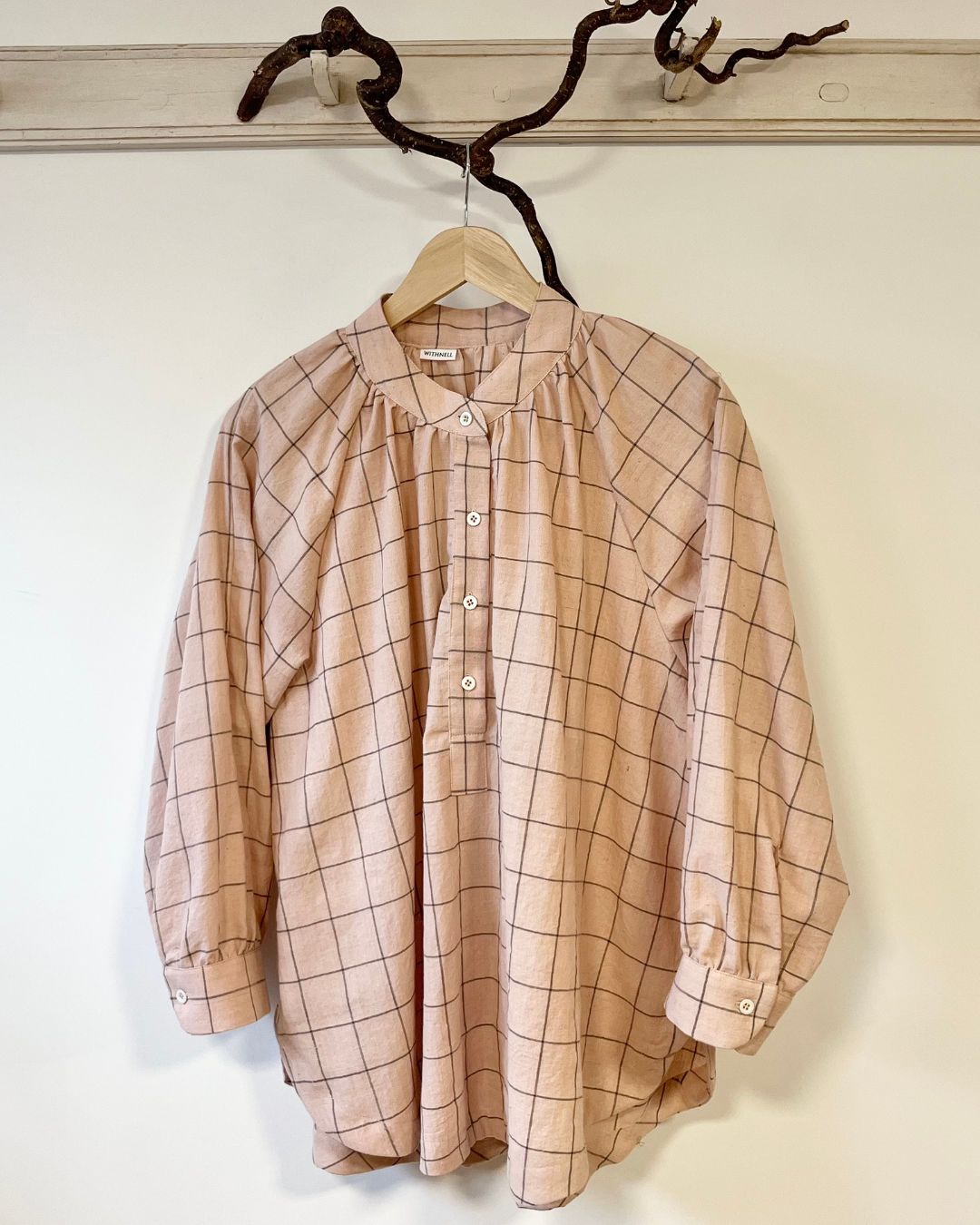 Womens', loose gathered blouse, sustainably made in Lancashire. sizes 6- 20