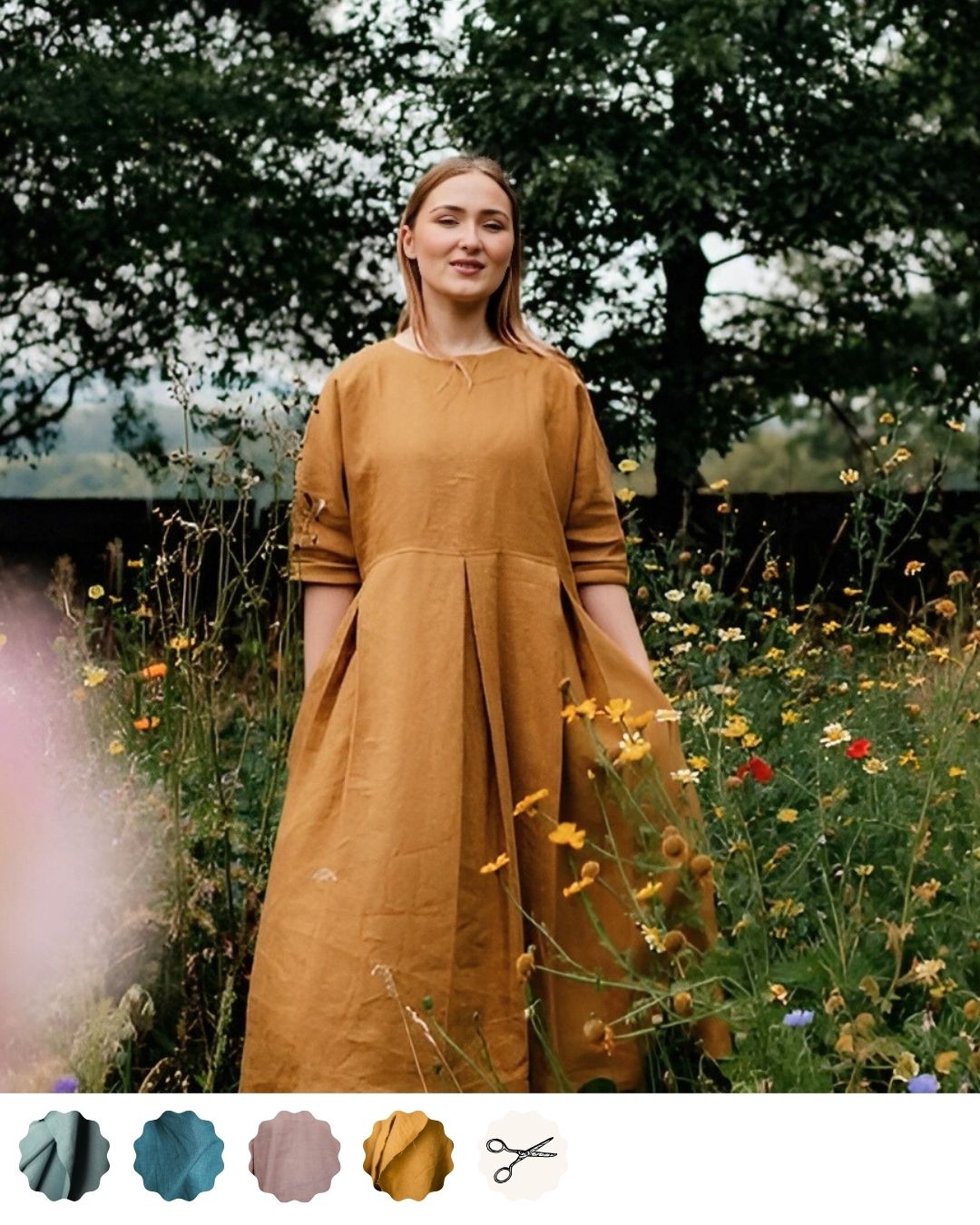 HELEN | pleated dress | linen