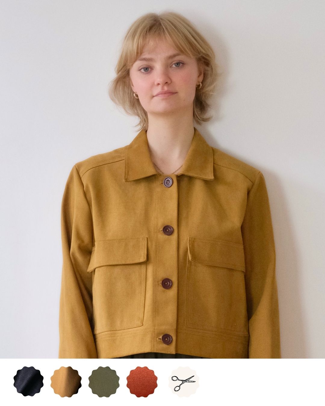 Ladies  short cotton twill jacket. Sustainable brand, sizes 6- 20 