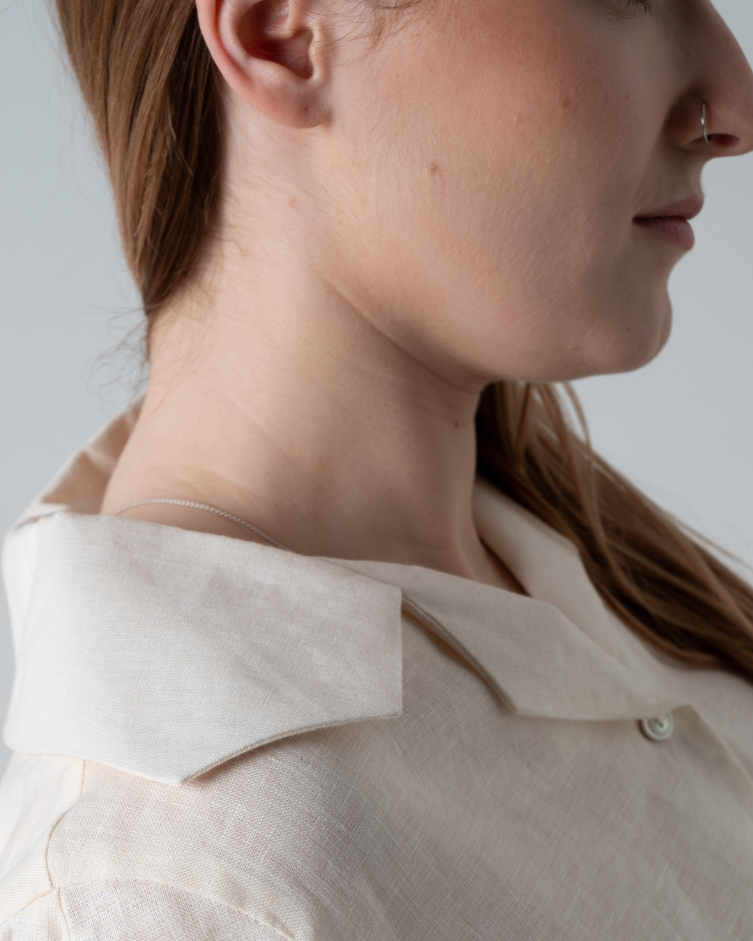 short sleeve linen blouse |  revere collar | sizes 6-20 