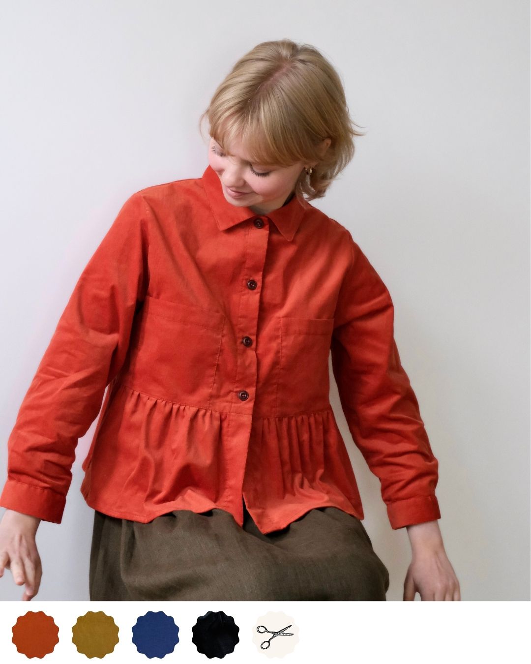Womens Blouse | Corduroy Blouse  | Vintage Style | Peplum Top  | Size 6-24 | sustainable fashion brand
