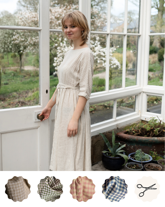 Linen dress | pull on style | raglan sleeve | gathered skirt