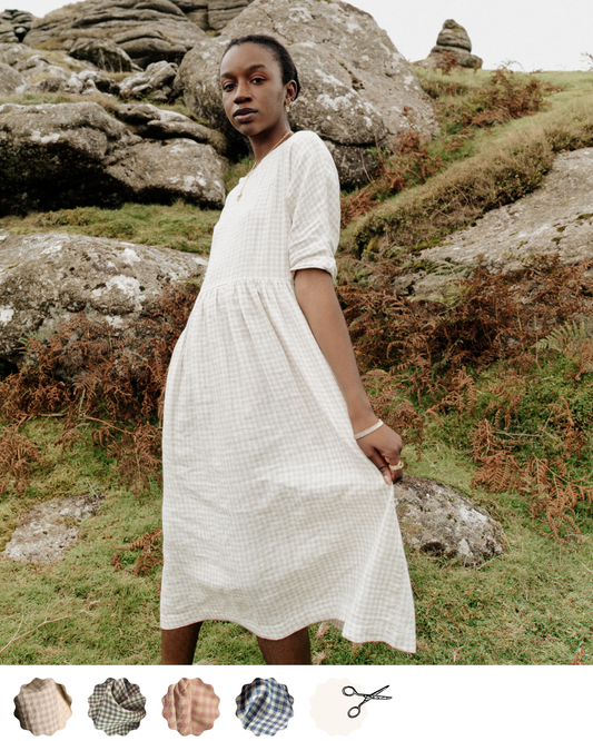 Linen dress | pull on style | raglan sleeve | gathered skirt| sizes 6-24|  sustainable fashion brand