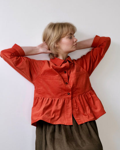 Womens Blouse | Corduroy Blouse  | Vintage Style | Peplum Top  | Size 6-24 | sustainable fashion brand