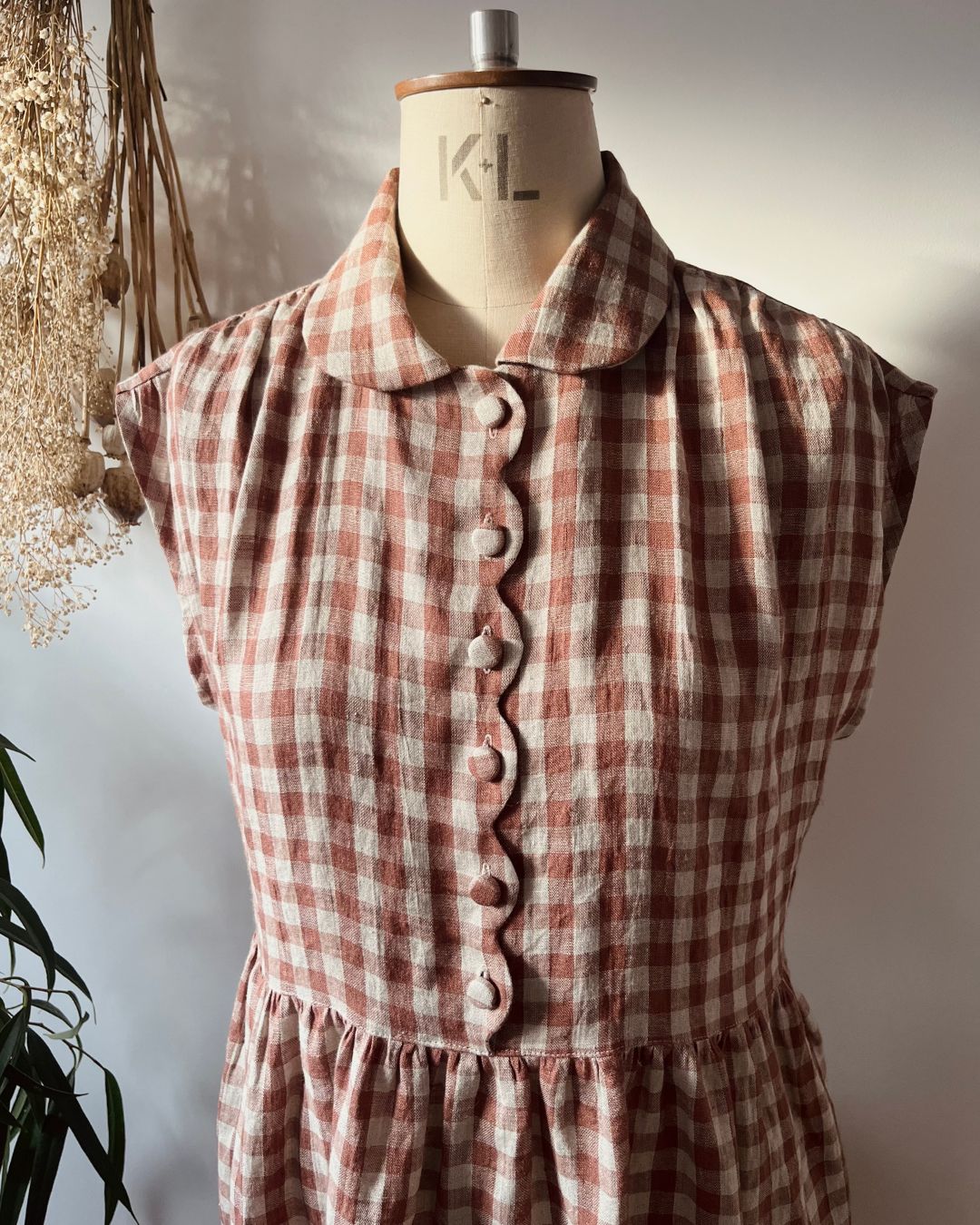 Linen dress | scalloped front soft shoulder | gathered skirt| sizes 6-24|  sustainable fashion brand