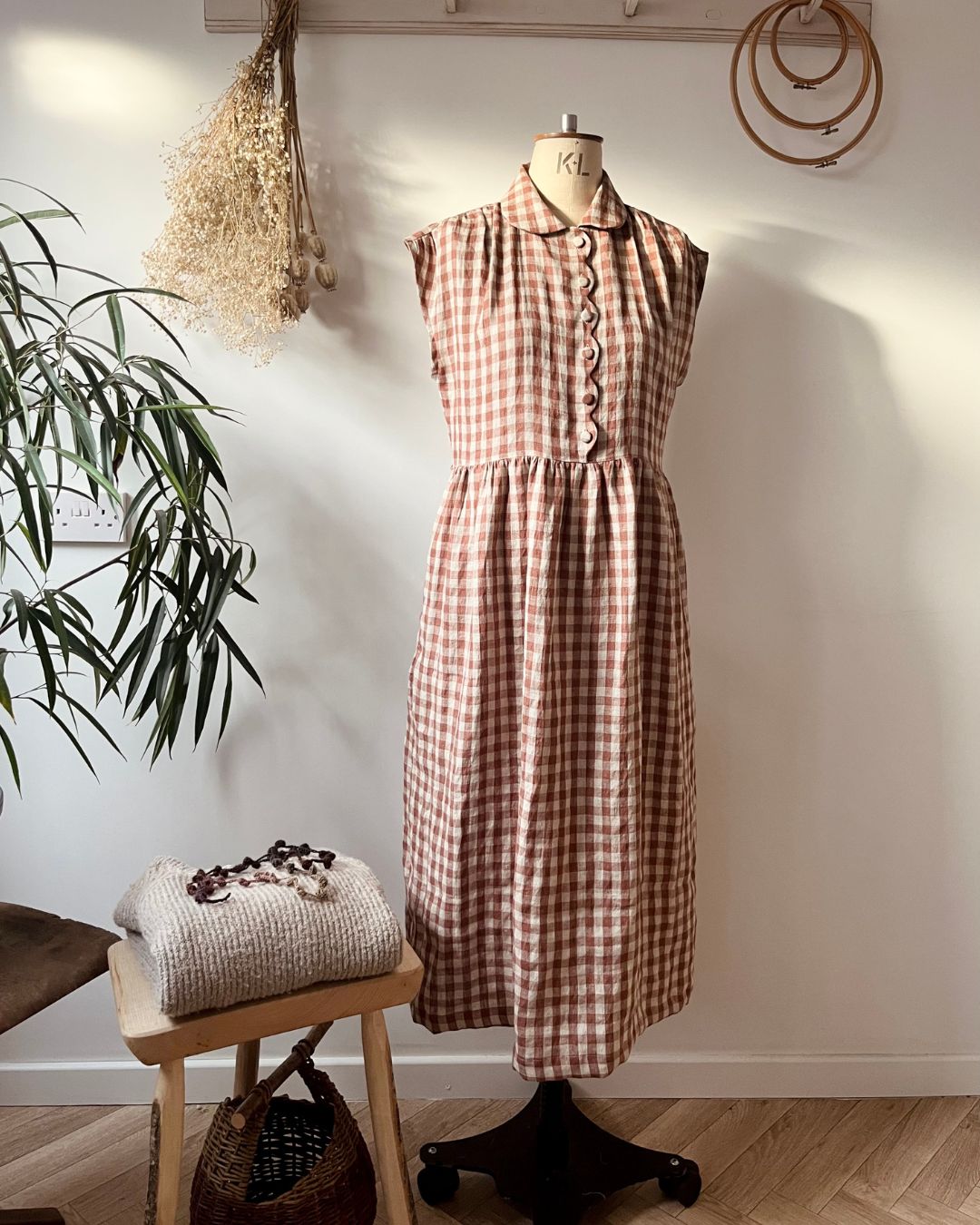 Linen dress | scalloped front soft shoulder | gathered skirt| sizes 6-24|  sustainable fashion brand