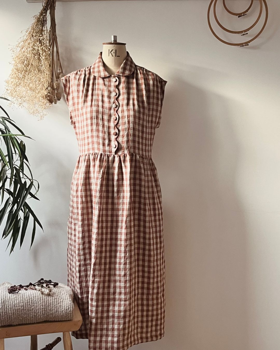 Linen dress | scalloped front soft shoulder | gathered skirt| sizes 6-24|  sustainable fashion brand