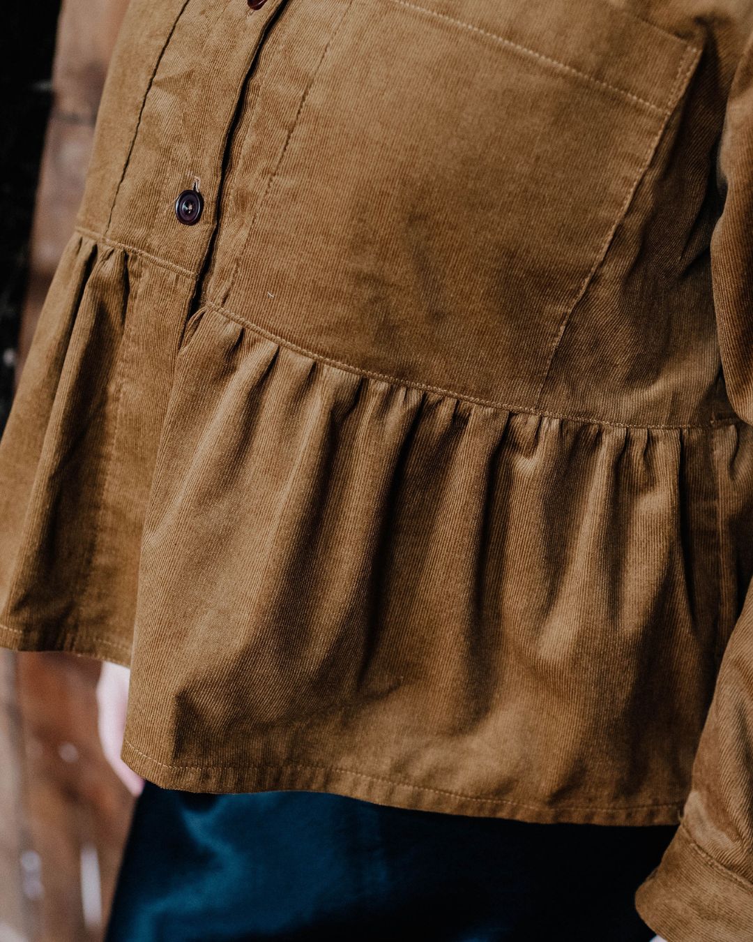 Womens Blouse | Corduroy Blouse  | Vintage Style | Peplum Top  | Size 6-24 | sustainable fashion brand