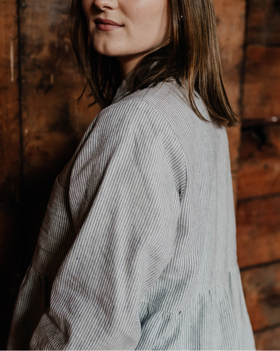 Womens Peplum Blouse | Striped Shirt |  cotton and linen shirt | Size 6-24