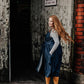 versatile sleeveless wrap denim dress with ties.