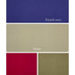 Color swatches labeled 'French navy', 'Stone', 'Redcurrant', and 'Hornbeam' on a white background.