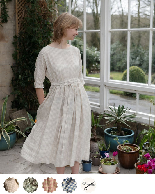 Linen dress | pull on style | raglan sleeve | gathered skirt| sizes 6-24|  sustainable fashion brand