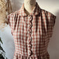 Linen dress | scalloped front soft shoulder | gathered skirt| on a dress stand