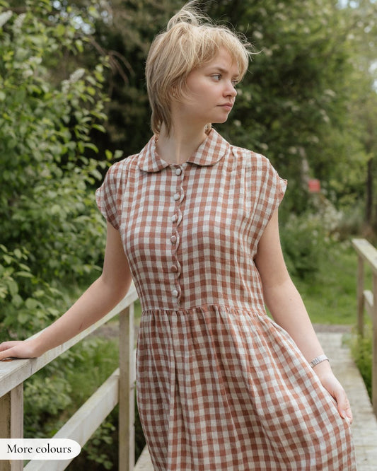 PAULA | linen dress |scalloped front