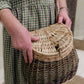 Creel | foraging bag | leather strap | wooden fastener