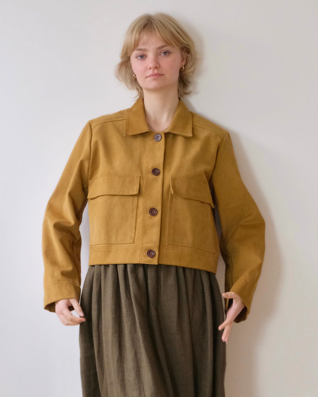 Ladies  short cotton twill jacket. Sustainable brand, sizes 6- 20 